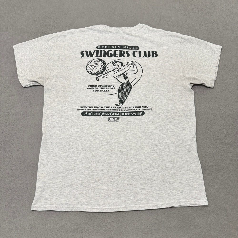 Open 925 T Shirt Men Large Gray Beverly Hills Swingers Club Golf Graphic Cotton